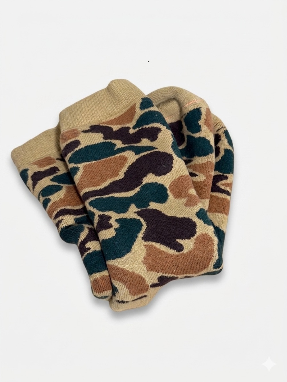Rototo Pile Camo Crew Socks Khaki Duck Hunter R1339 Made in Japan OSFM Like New